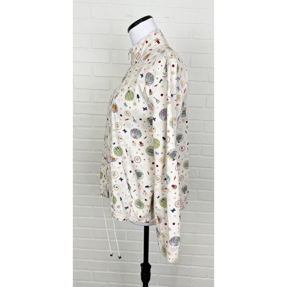 Christopher & Banks Garden Print Full Zip Cotton Jacket Tan Size Medium - Picture 4 of 8